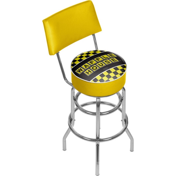 Waffle House Padded Swivel Bar Stool with Back