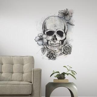 RoomMates Neutral Floral Skull Giant Wall Decals