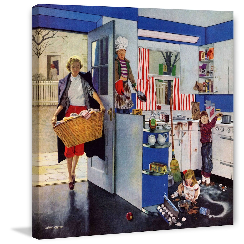 Marmont Hill - "Mother's Little Helpers" by John Falter Painting Print on Canvas - Multi-Color