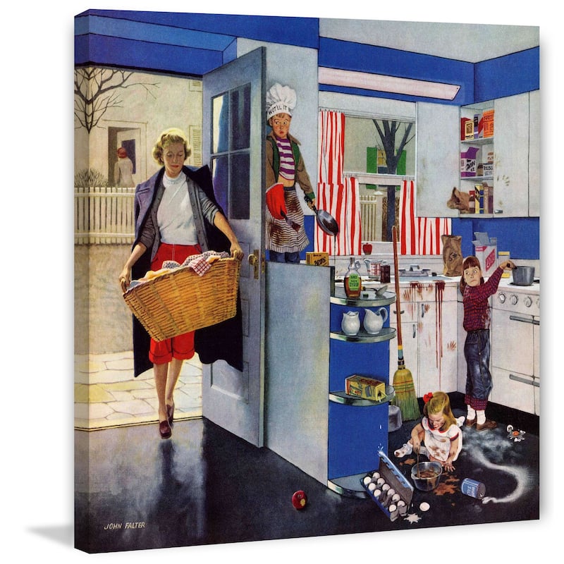 Marmont Hill - "Mother's Little Helpers" by John Falter Painting Print on Canvas - Multi-Color