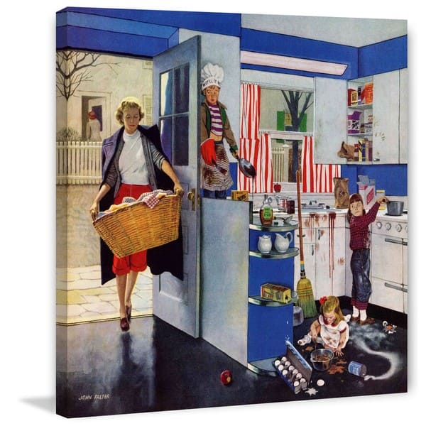 slide 2 of 7, Marmont Hill - "Mother's Little Helpers" by John Falter Painting Print on Canvas - Multi-Color