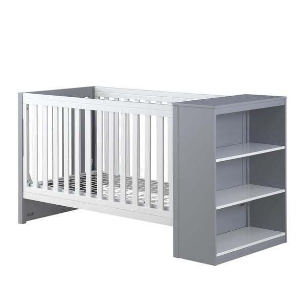 crib with shelves