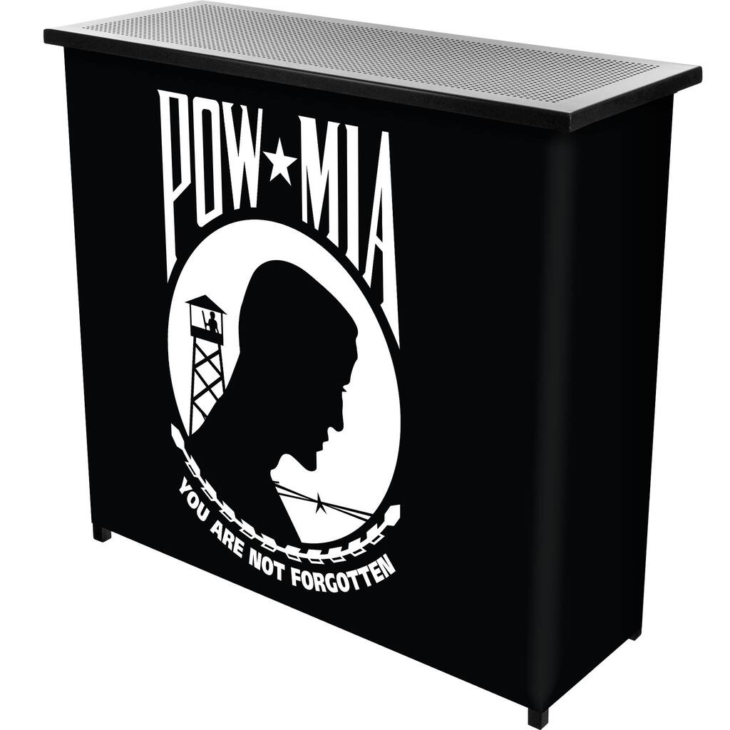 POW Metal 2 Shelf Portable Bar Table w/ Carrying Case - 39" x 15" x 36"