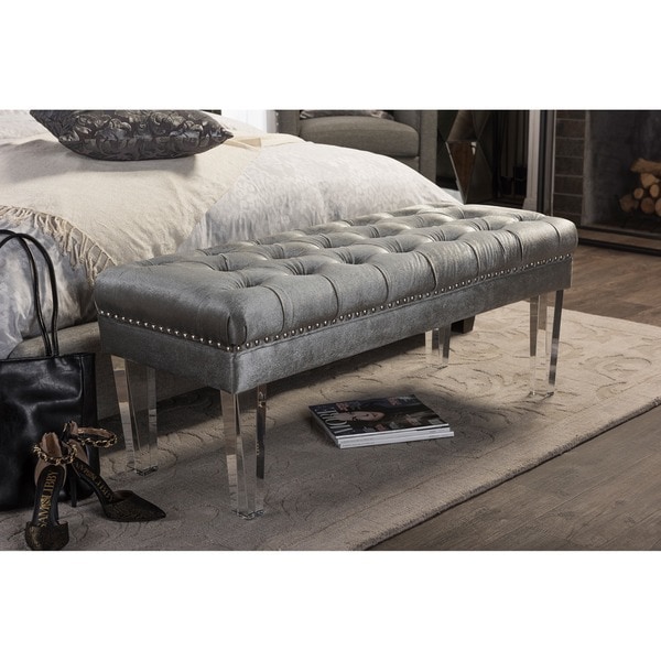 Shop Baxton Studio Edna Modern Contemporary Grey Microsuede Upholstered Luxe Tufted Rectangular