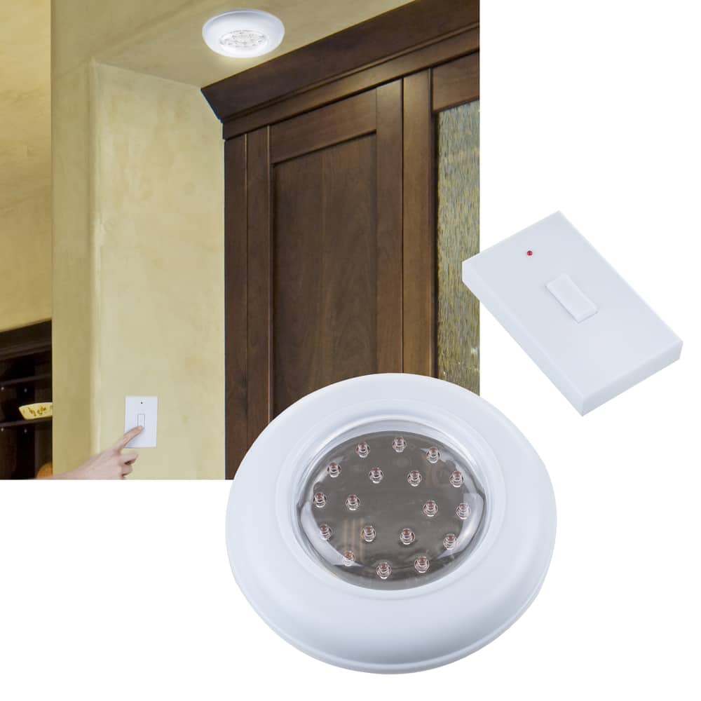 Cordless Ceiling/Wall Light with Remote Control Light Switch - White