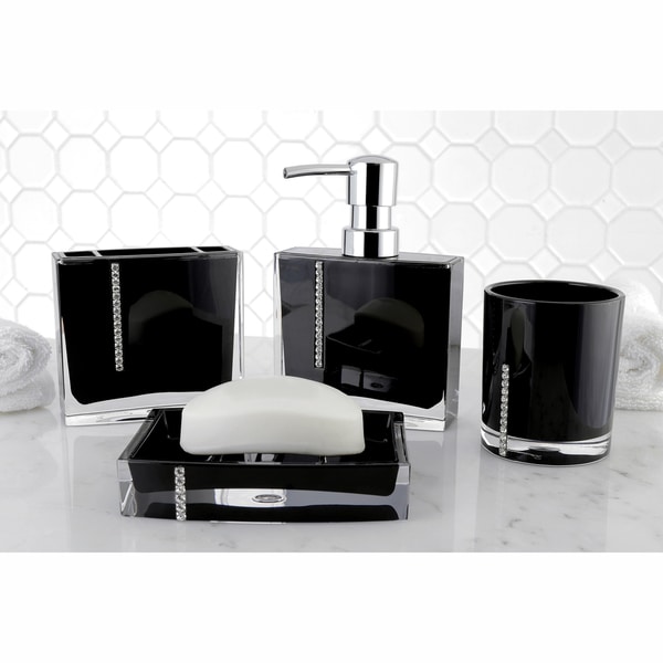 Crystal Black 4 piece Bath Accessory Set   17717055  