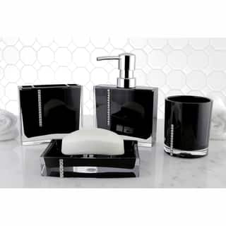 Crystal Black 4 piece Bath Accessory Set Bathroom Accessories For Less Overstock com black accessories for bathroom. Crystal Black 4 piece Bath Accessory Set Bathroom Accessories For Less Overstock com