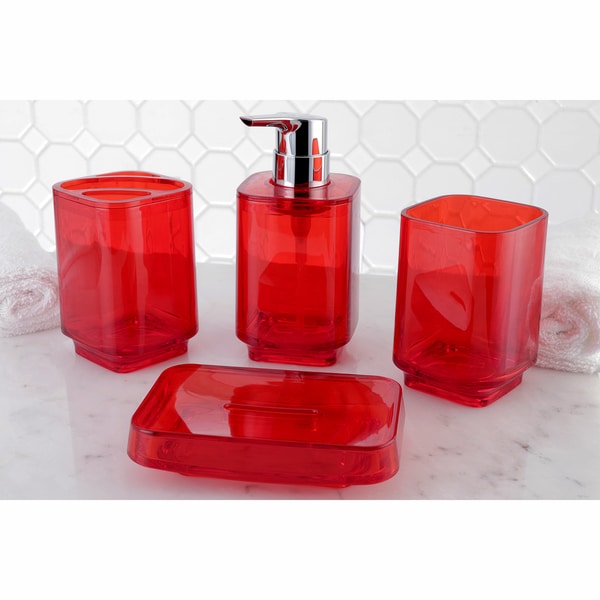 Red 4 Piece Bath Accessory Set   17717060   Shopping