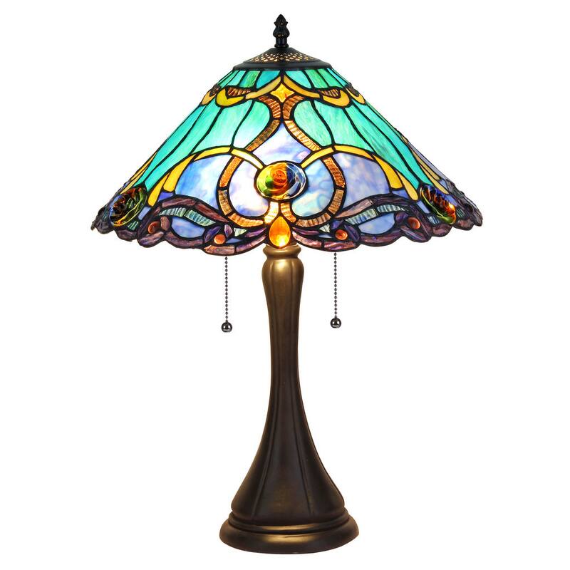Tiffany Style Victorian Design 2-light Antique Bronze Table Lamp