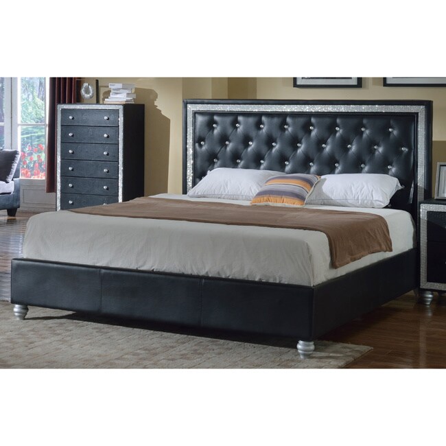 Meridian Mirage Black Croc Embossed Bed