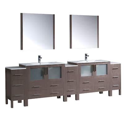 Fresca Torino 108-inch Gray Oak Double-sink Bathroom Vanity