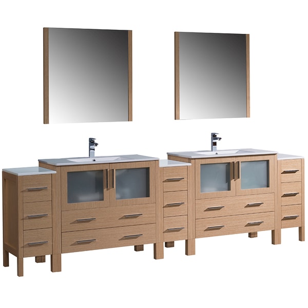 Fresca Torino 108 Inch Light Oak Modern Double Sink Bathroom Fresca Torino 108 Inch Light Oak Modern Double Sink Bathroom Vanity With 3 Side Cabinets
