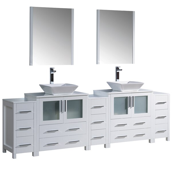 Fresca Torino 108 Inch White Modern Double Sink Bathroom Vanity With Fresca Torino 108 Inch White Modern Double Sink Bathroom Vanity With 3 Side Cabinets And