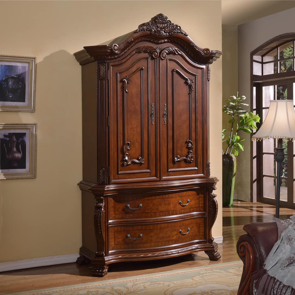 Meridian Cherry Finish Luxor Solid Wood Armoire