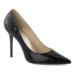 Women's Pleaser Classique 20SP Pointed Toe Pump Black Snake Print Leather