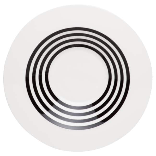 Red Vanilla 9.5-inch Freshness Lines Black Rim Soup Bowl (Set of 6)