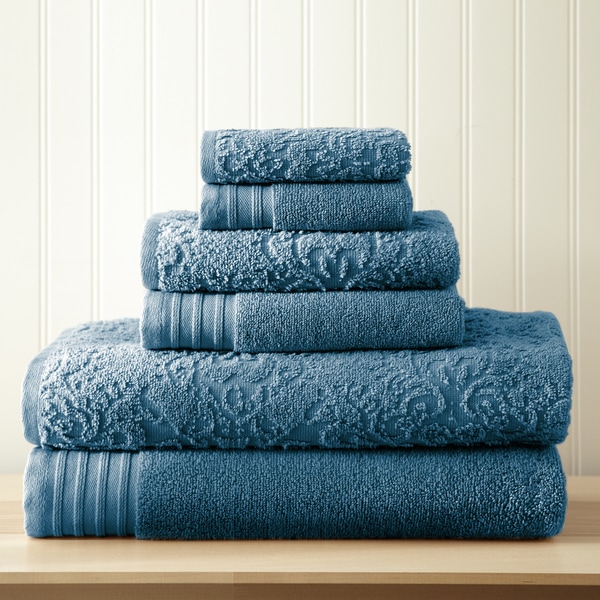 Amraupur Overseas 6-Piece Jacquard/Solid Boho Towel Set