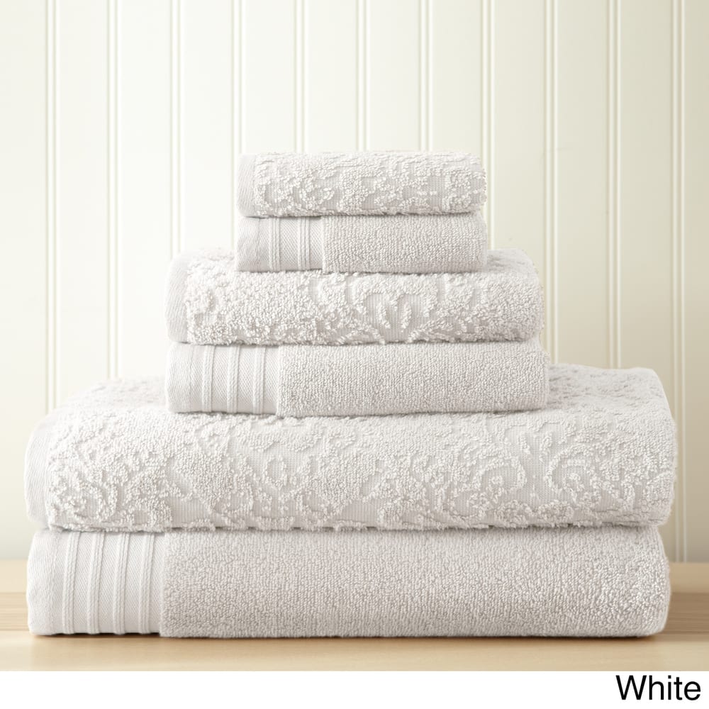 Amraupur Overseas 6-Piece Jacquard/Solid Boho Towel Set