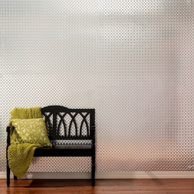 FASÄDE - 4ft x 8ft x .013in Diamond Plate Brushed Aluminum Decorative Vinyl Wall Panel (4' x 8' Panel)