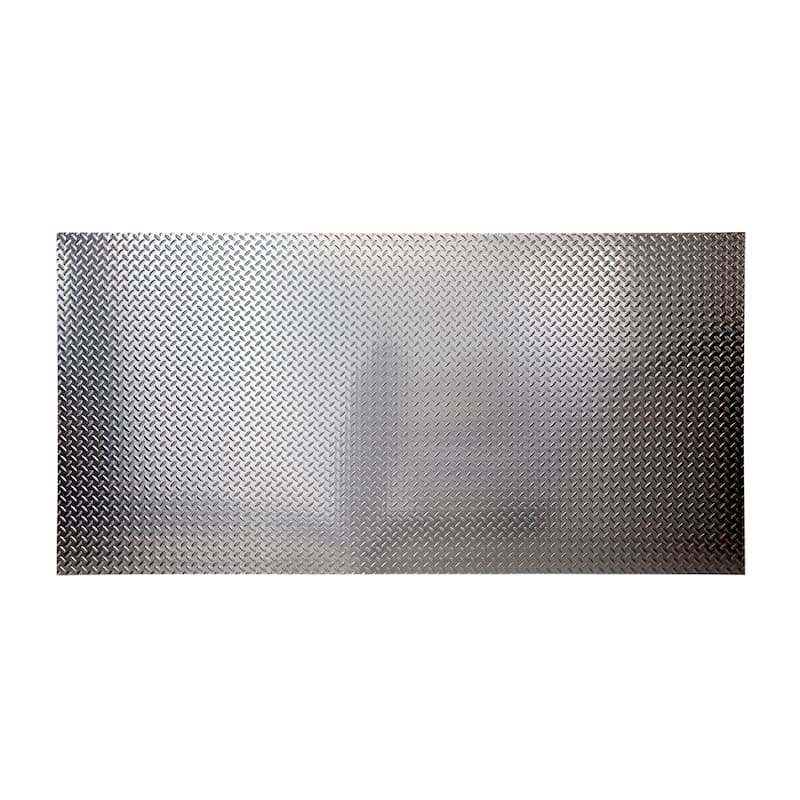 FASÄDE - 4ft x 8ft x .013in Diamond Plate Brushed Aluminum Decorative Vinyl Wall Panel (4' x 8' Panel) - Brushed Aluminum - 12in x 12in Sample