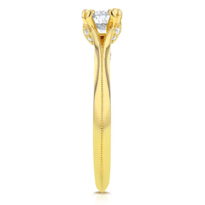 Annello by Kobelli 14k Yellow Gold 1/2ct TDW Diamond Antique Floral Soft Knife Edge Engagement Ring
