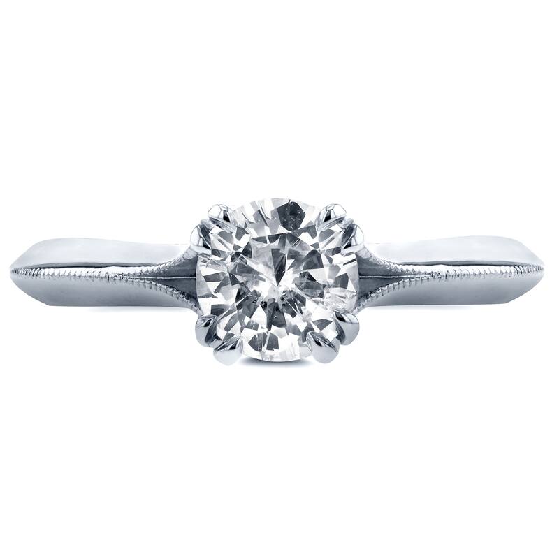 Annello by Kobelli 14k White Gold 1/2ct TDW Diamond Antique Floral Soft Knife Edge Engagement Ring
