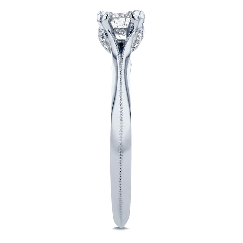 Annello by Kobelli 14k White Gold 1/2ct TDW Diamond Antique Floral Soft Knife Edge Engagement Ring