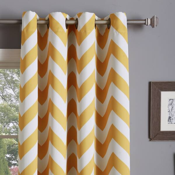 Shop Aurora Home Chevron Print Room Darkening 108 Inch Curtain