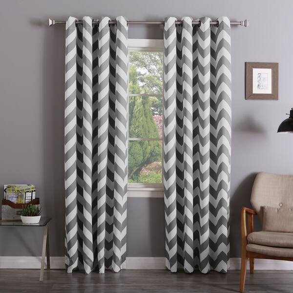 Shop Aurora Home Chevron Print Room Darkening 108 Inch Curtain