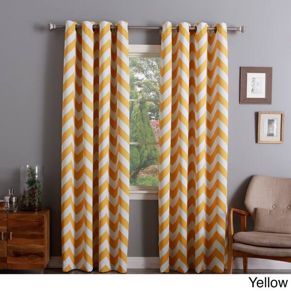 Shop Aurora Home Chevron Print Room Darkening 108 Inch Curtain