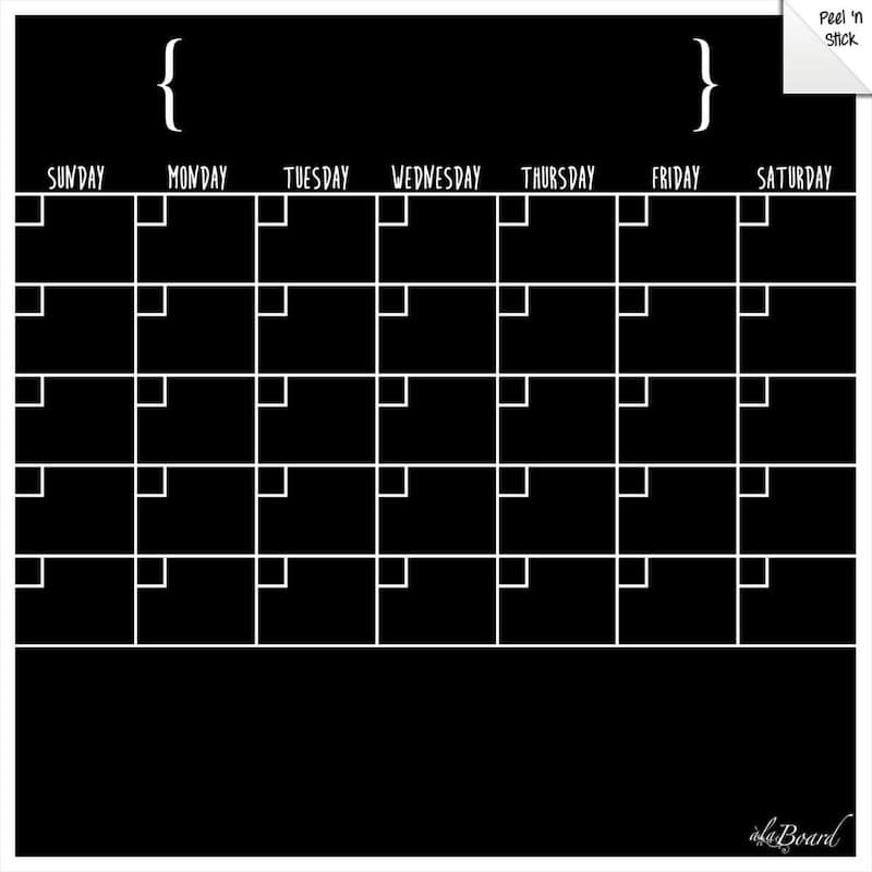 Black Fluorescent Dry Erase Monthly Calendar Decal