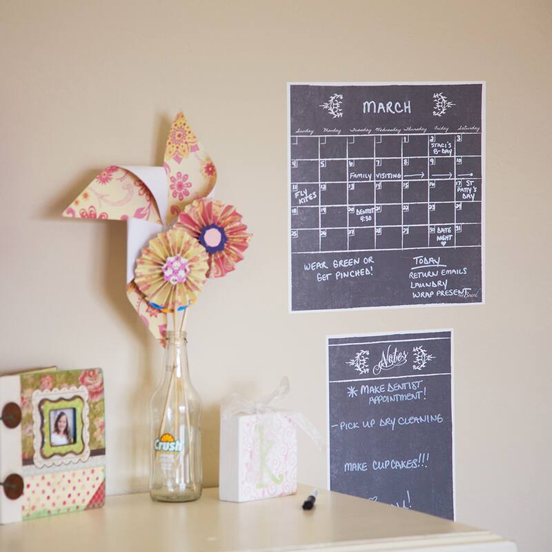 Gray Dry Erase Monthly Calendar Decal