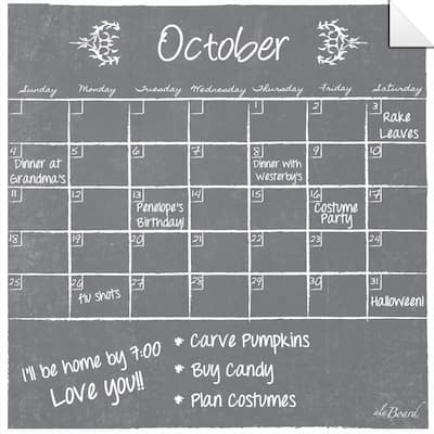 Gray Dry Erase Monthly Calendar Decal