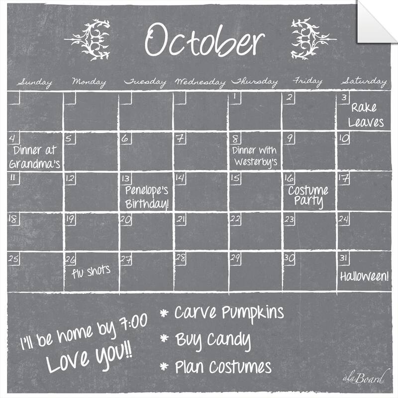 Gray Dry Erase Monthly Calendar Decal