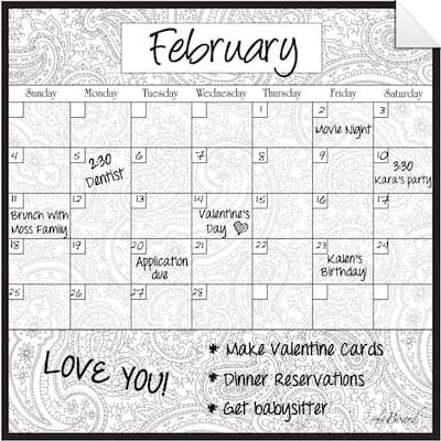 Paisley Dry Erase Monthly Calendar Decal