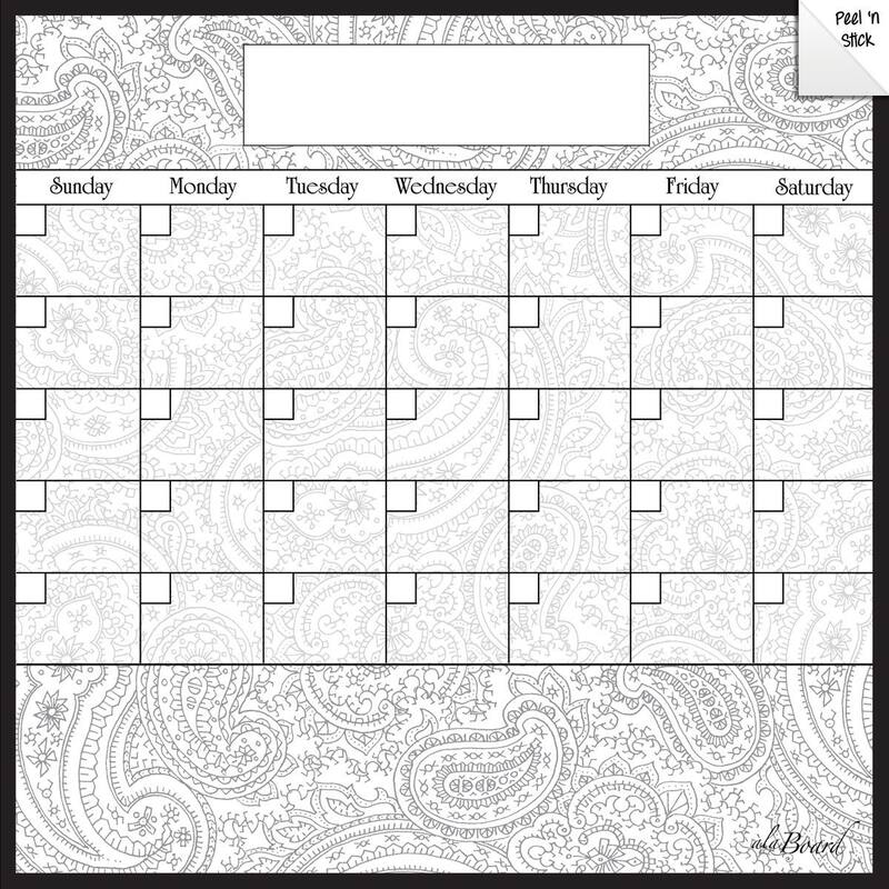 Paisley Dry Erase Monthly Calendar Decal