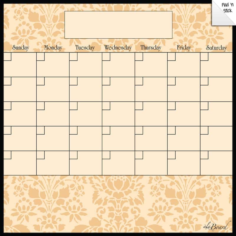 Wheat Brocade Dry Erase Monthly Calendar Decal