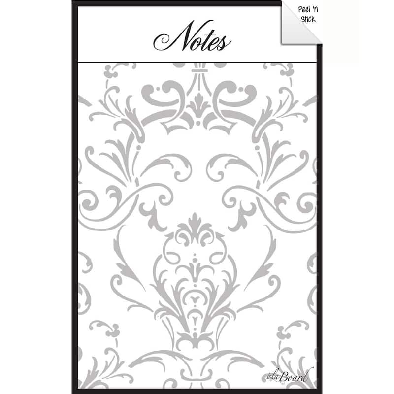 Grey Damask Dry Erase Peel and Stick Message Decal