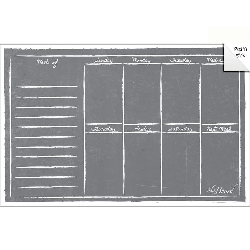 Grey Dry Erase Weekly Calendar Decal