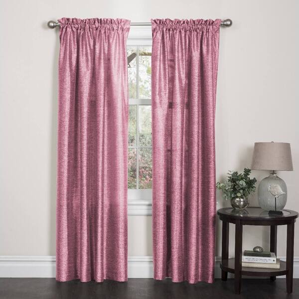 Two-Toned Pink Faux Silk Rod Pocket Curtain Panel - 55 x 84