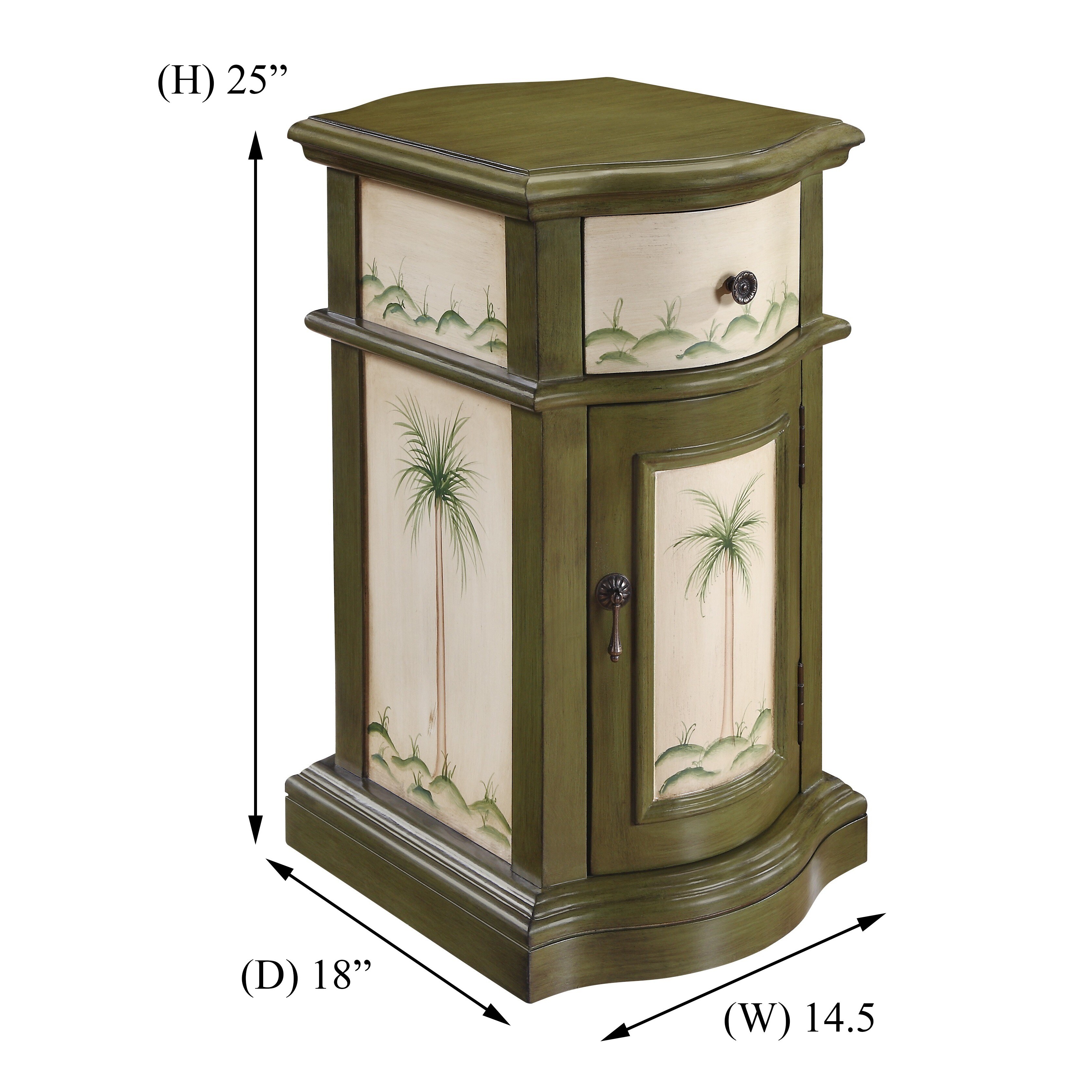 Shop Somette Olive Painted 1 Drawer 1 Door Coastal Accent Chest 14 5 L X 18 W X 25 H Overstock 10653402