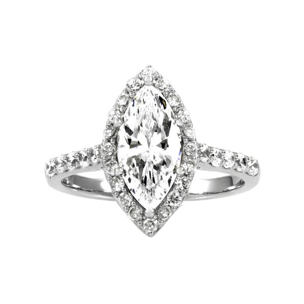 Shop Sterling Silver Marquise Cut Cz Engagement Ring Free Shipping Today 1305