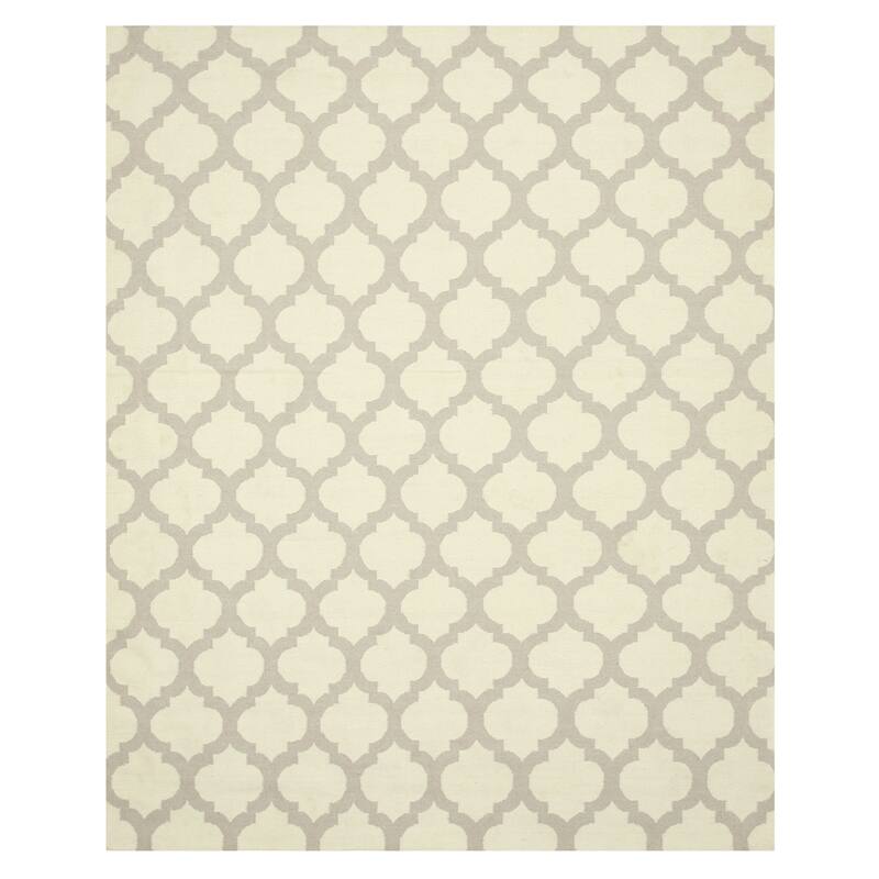 Home Decor Hand-Knotted Wool Reversible Modern Moroccan Kilim Rug | Ivory Area Rug for Living Room, Bedroom, Office