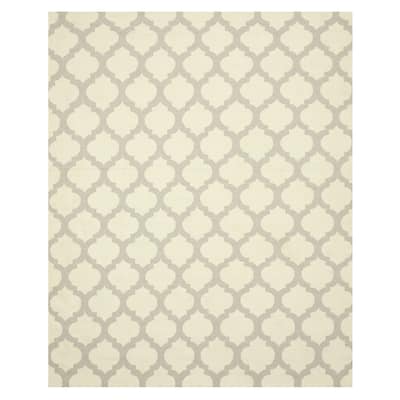 Home Decor Hand-Knotted Wool Reversible Modern Moroccan Kilim Rug | Ivory Area Rug for Living Room, Bedroom, Office