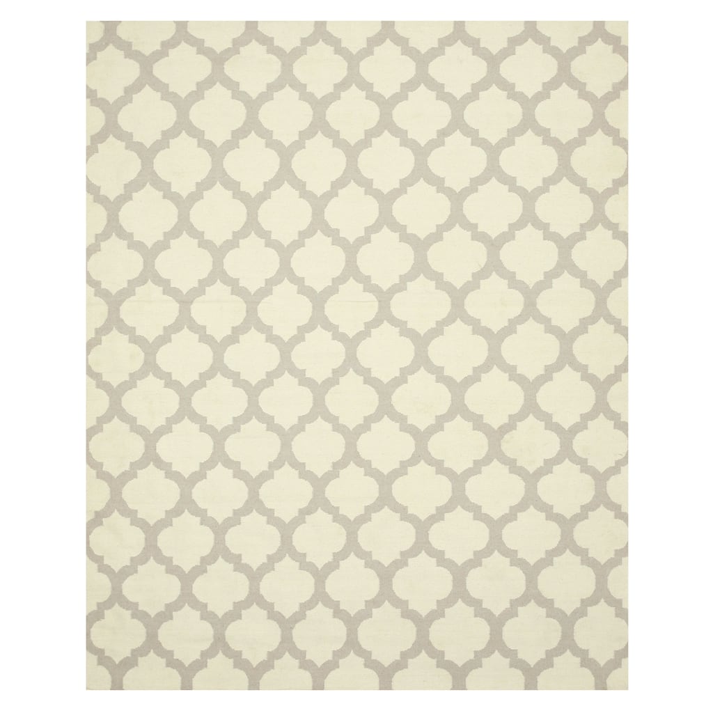 Home Decor Hand-Knotted Wool Reversible Modern Moroccan Kilim Rug | Ivory Area Rug for Living Room, Bedroom, Office