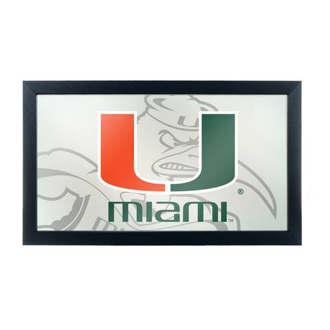 University of Miami Framed Logo Mirror - 15 x 27