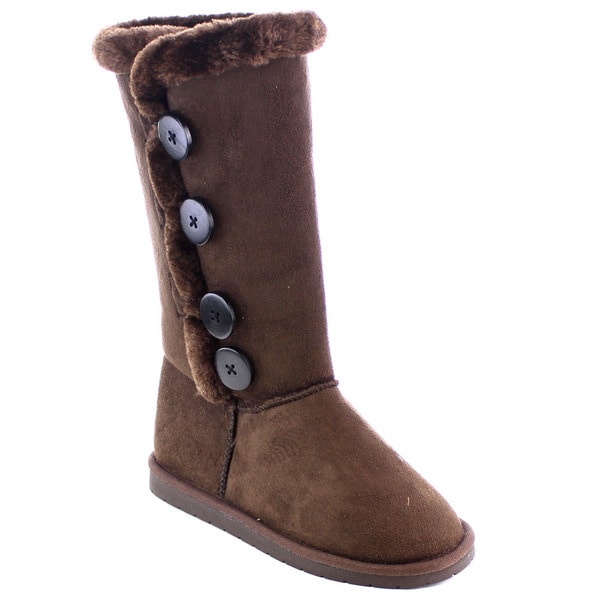 Shop Beston Women's Faux Fur Snow Winter Flat Mid-Calf Boots - Free ...