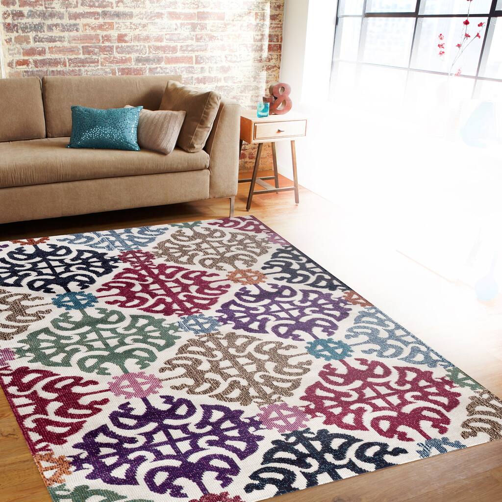 World Rug Gallery Contemporary Geometric Multi Color Soft Indoor Area Rug (3'3 x 5') - 3'3 x 5'