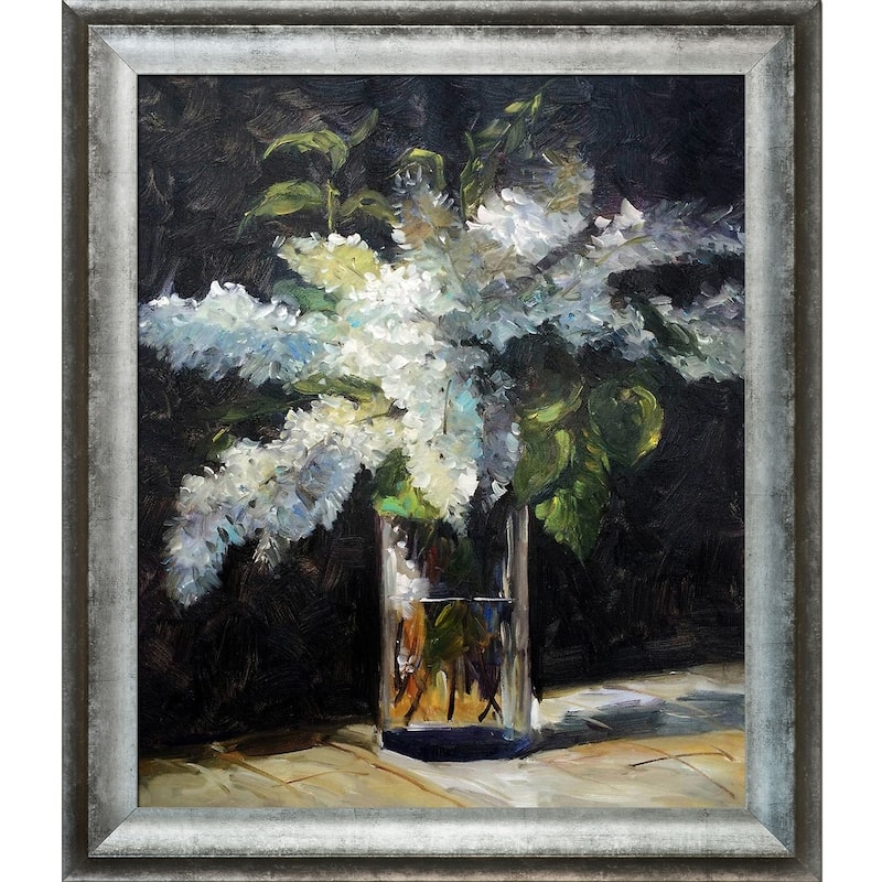 La Pastiche Edouard Manet 'Lilacs in a Vase' Hand Painted Framed Canvas ...