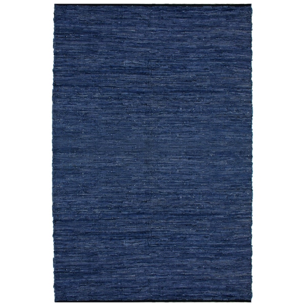 Blue Matador Leather Chindi (21"x34") Rug - 21 x 34